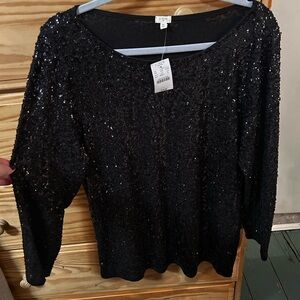 J. Crew Black Sequin Blouse